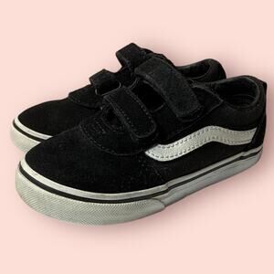 Vans Old Skool V US Toddler Size 9 Black Suede Preowned Little Kids Boys No Lace